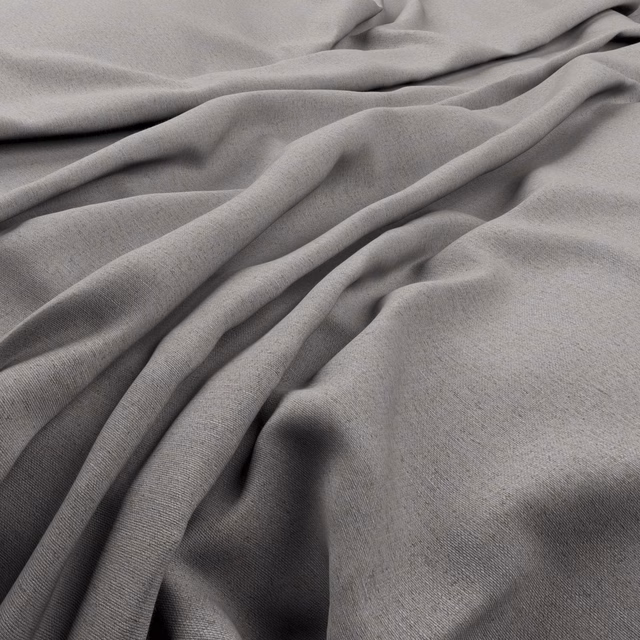 Soft warm-grey woven fabric falling in fluid folds with subtle shadowed texture