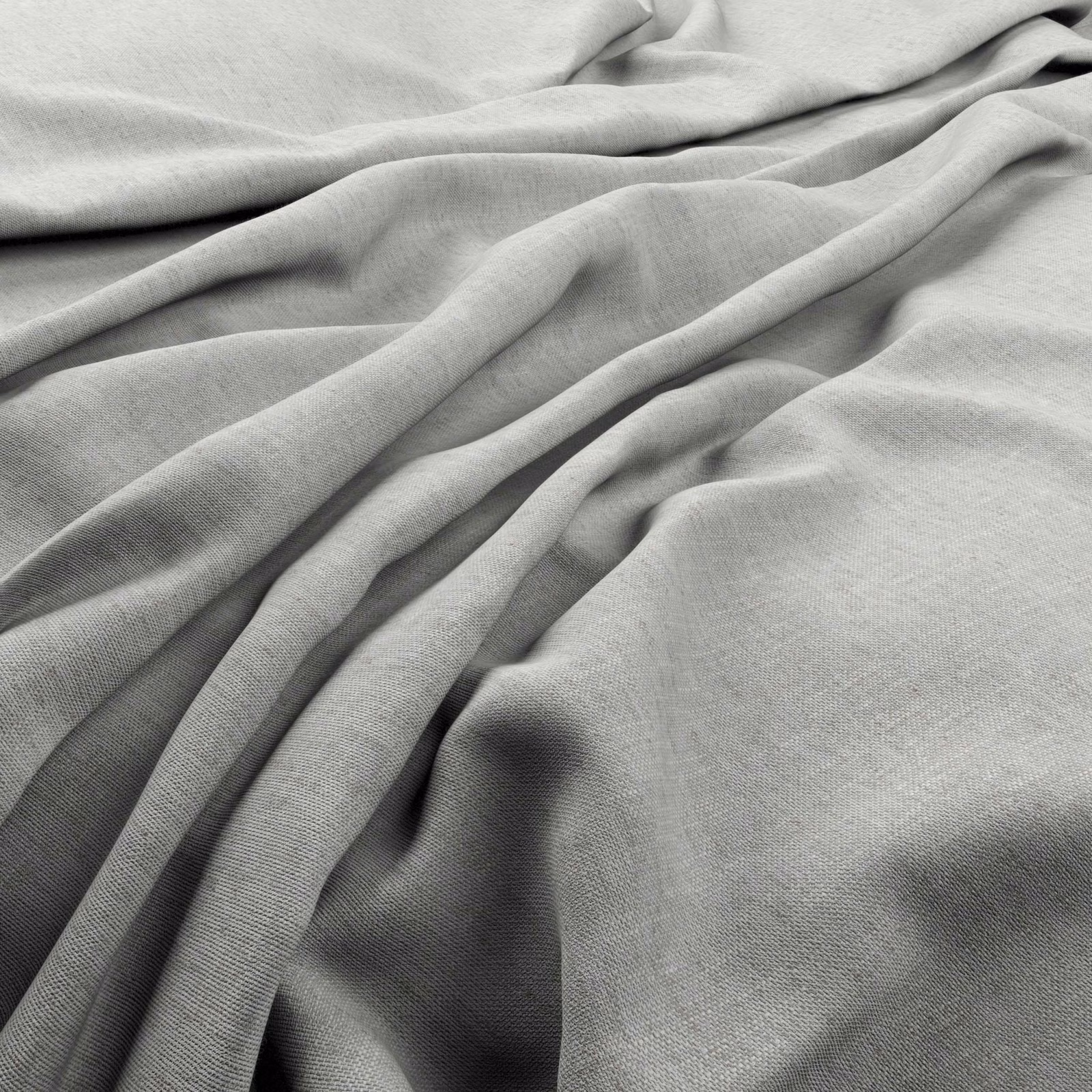 Draped Husk Glacier fabric showing a fine pale-grey weave and fluid folds