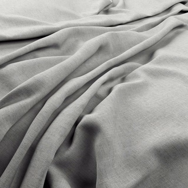 Draped Husk Glacier fabric showing a fine pale-grey weave and fluid folds
