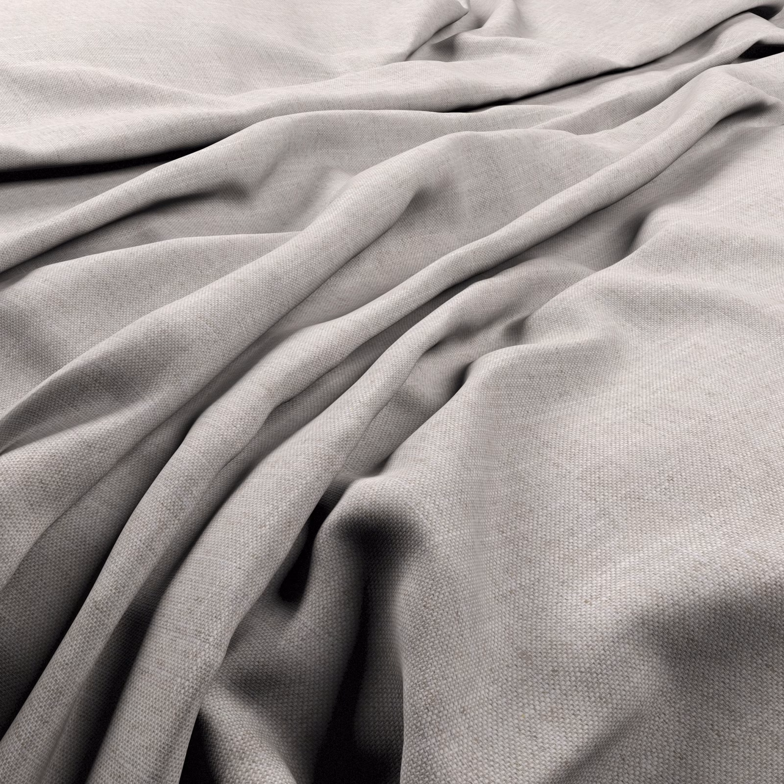 Pale ice-grey woven fabric falling in soft, fluid folds with fine texture