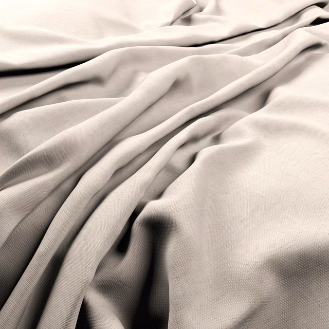 Pale warm greige plain-weave textile gathered into soft, fluid folds