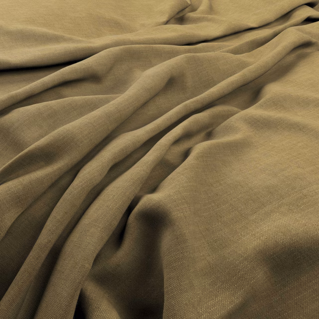Muted olive khaki woven cloth gathered into soft, fluid folds