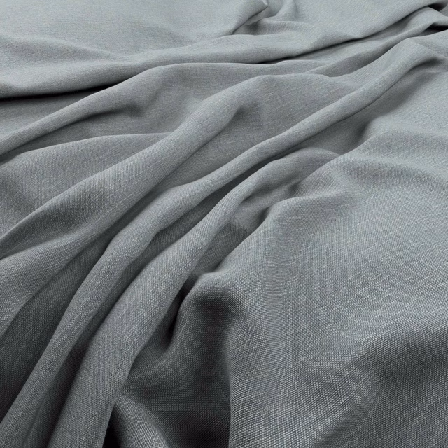 Cool sea-grey blue plain weave gathered into soft, fluid folds