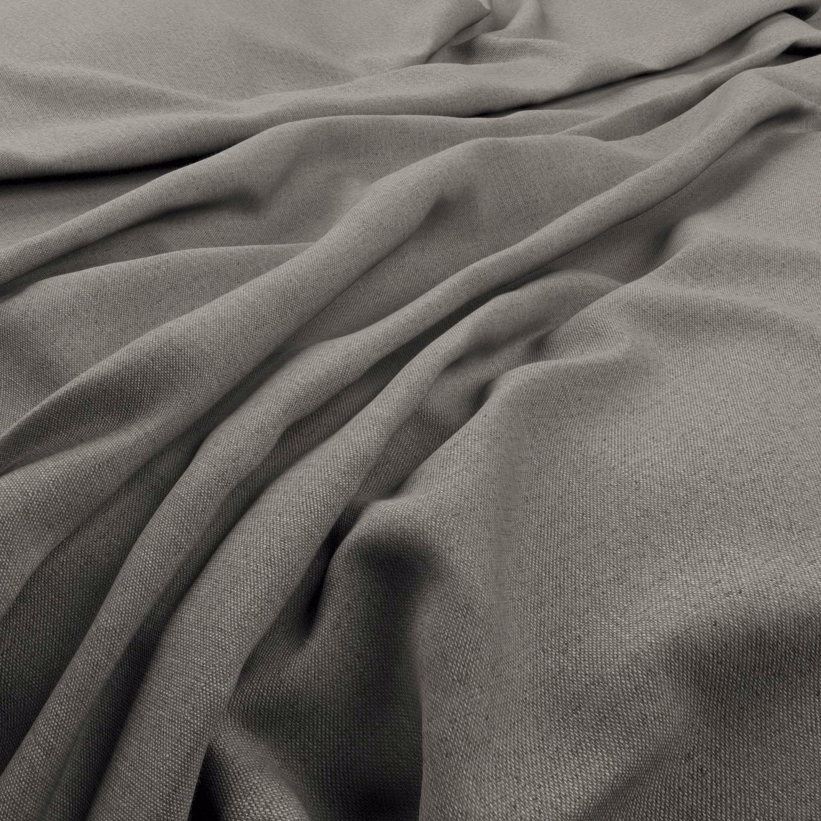 Shadow-grey fine weave gathered into soft, sculptural folds