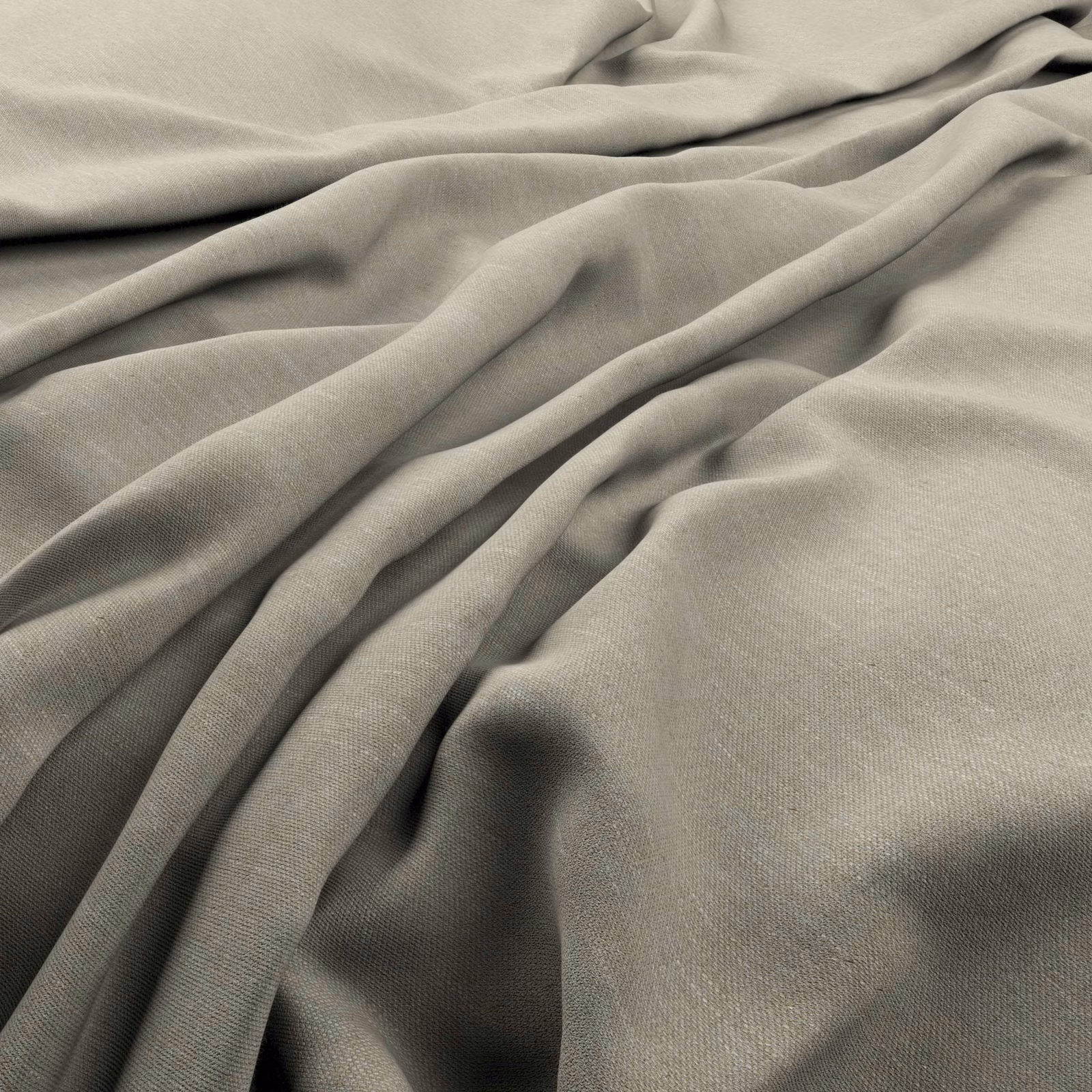 Cool silver-grey fine weave falling into deep, sculpted cloth folds