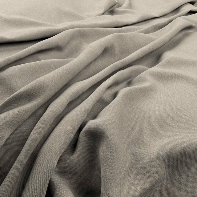 Cool silver-grey fine weave falling into deep, sculpted cloth folds