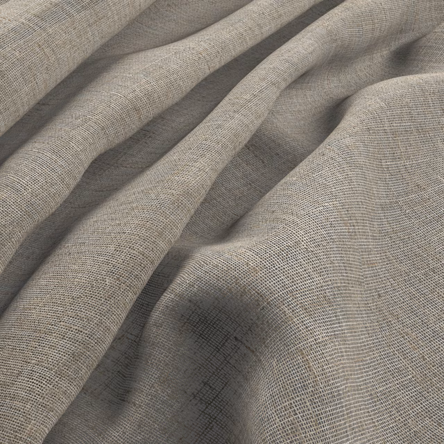 Warm taupe-greige textile with fine crosshatch weave gathered into soft folds