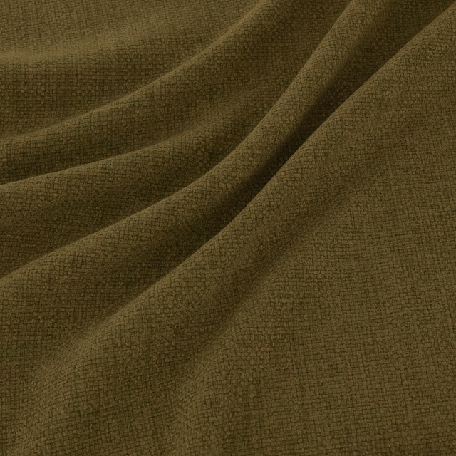Deep moss-olive woven surface with fine irregular texture falling into broad folds