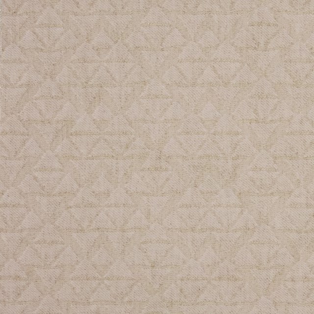 Warm cream geometric woven fabric swatch with subtle textured chevron pattern
