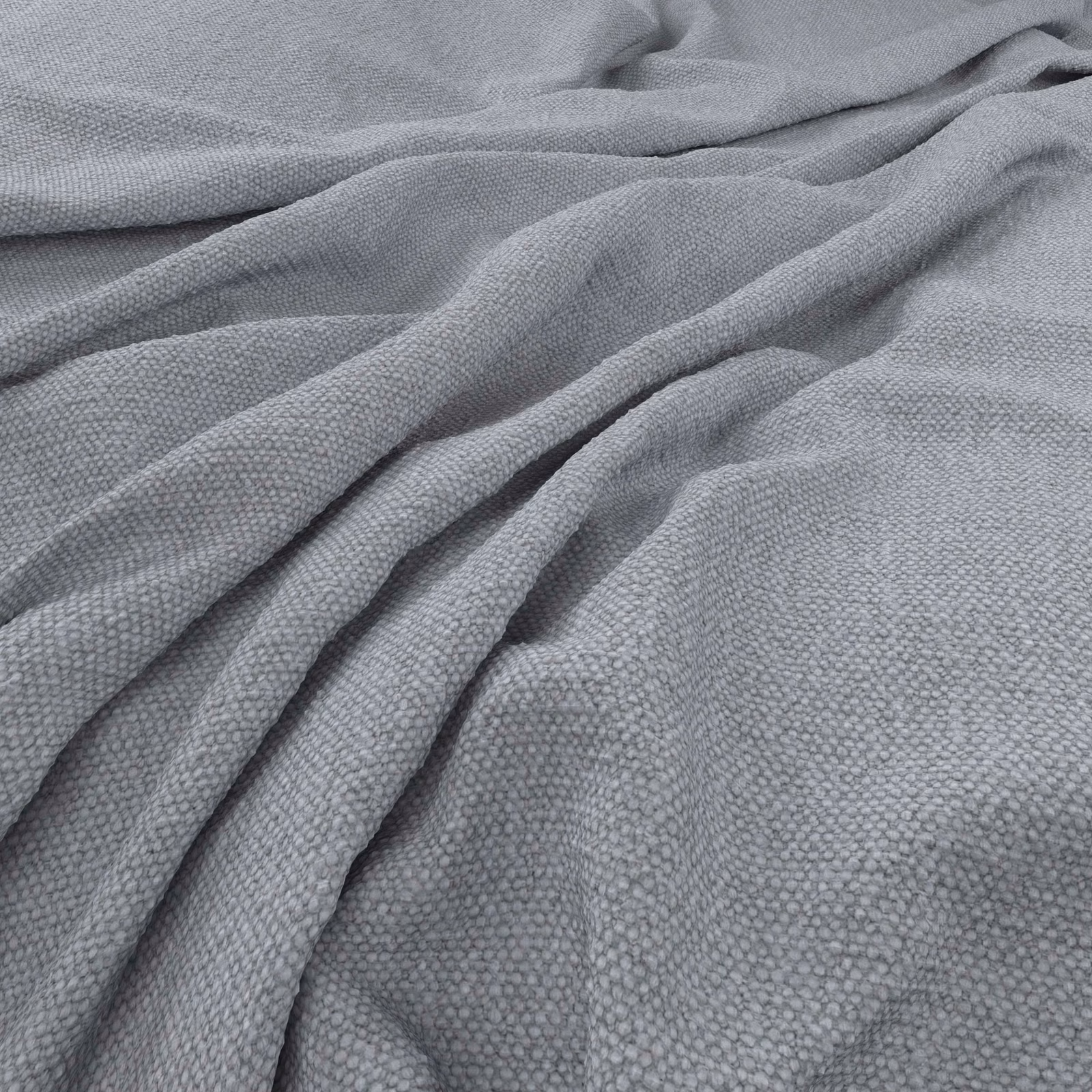 Cool dove-grey Jumbo fabric with fine pebbled weave arranged in soft folds
