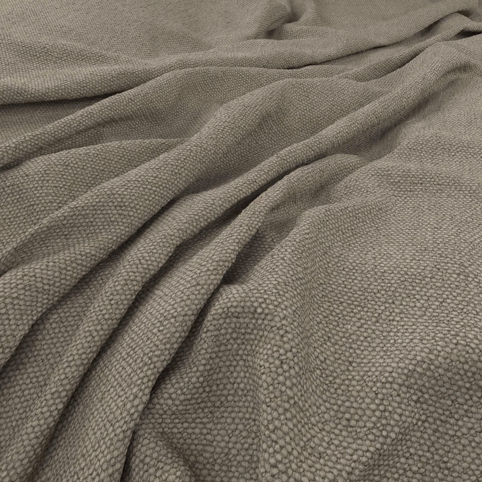 Muted eucalyptus-grey textile with a tactile small-scale pebble weave in soft folds
