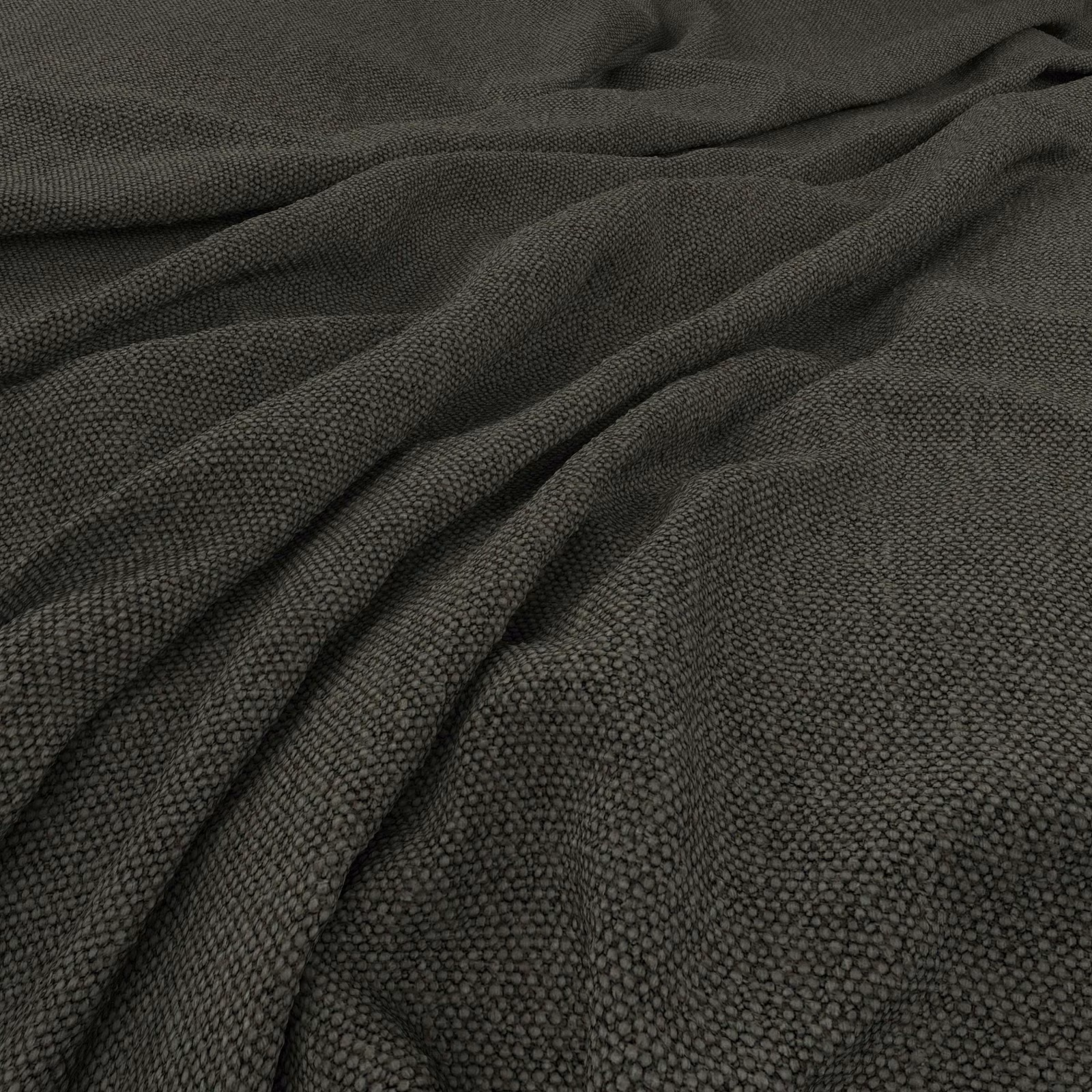 Deep forest-green woven swatch with nubby texture and charcoal-shadowed folds