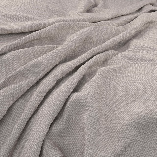 Pale greige taupe woven upholstery fabric with fine pebbled texture in soft folds