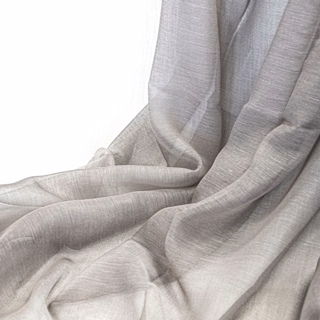 Soft silver-grey woven fabric draped in fluid folds with subtle fine texture