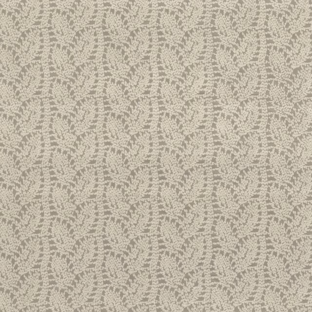 Smoke-grey woven fabric with a small ivory branching botanical pattern