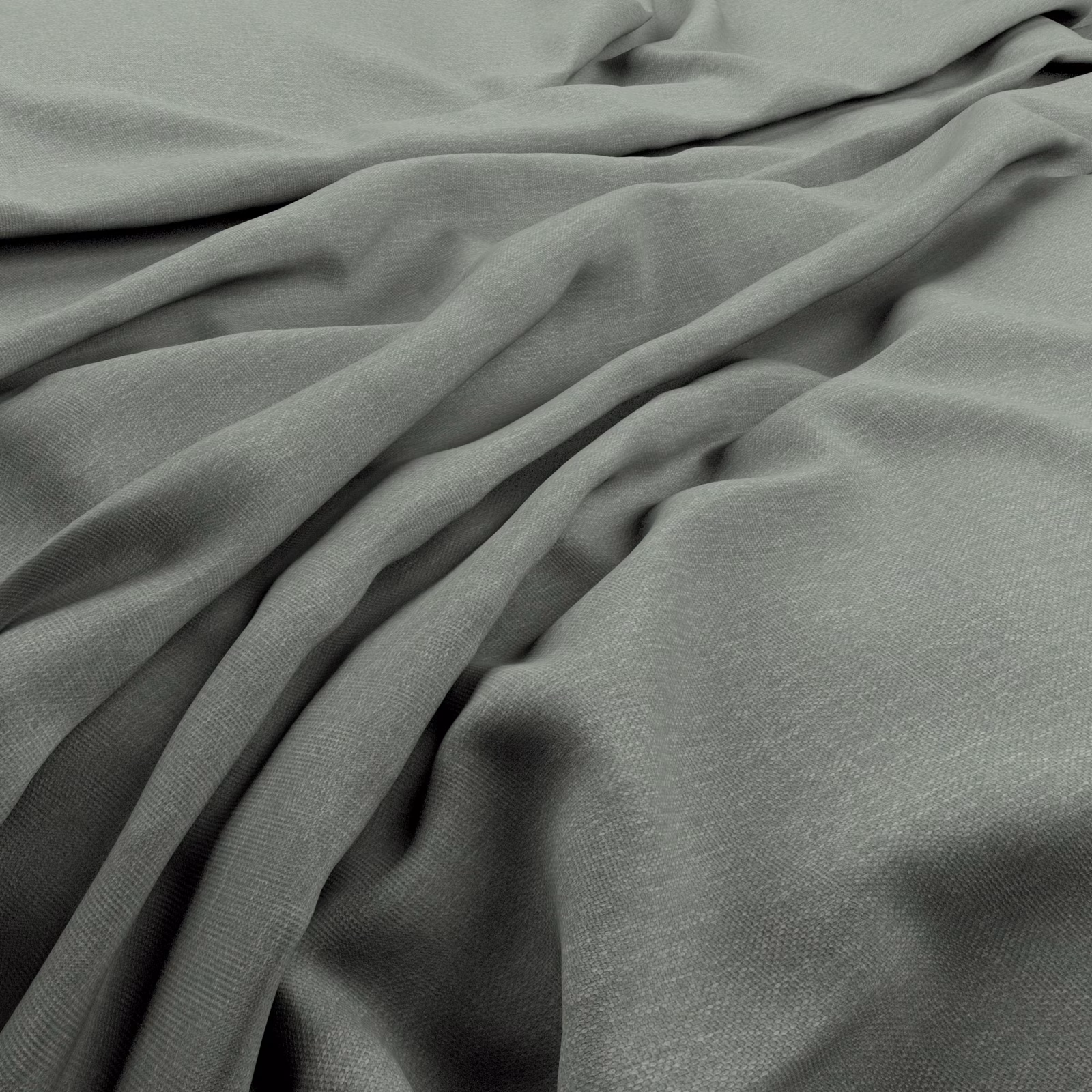 Muted greyed aqua fabric with fine weave gathered into soft fluid folds