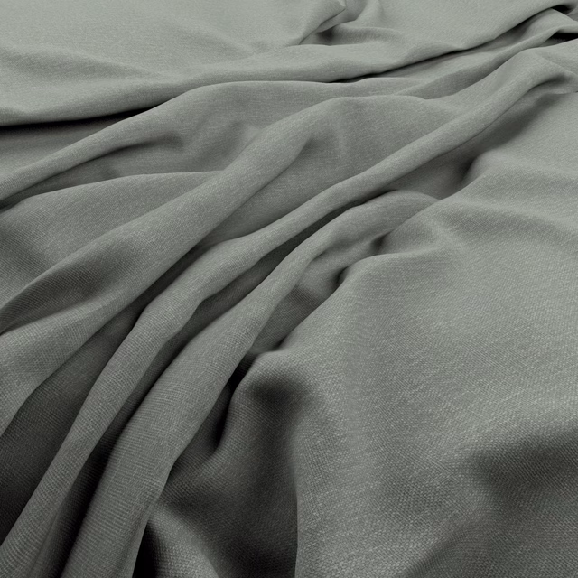 Muted greyed aqua fabric with fine weave gathered into soft fluid folds