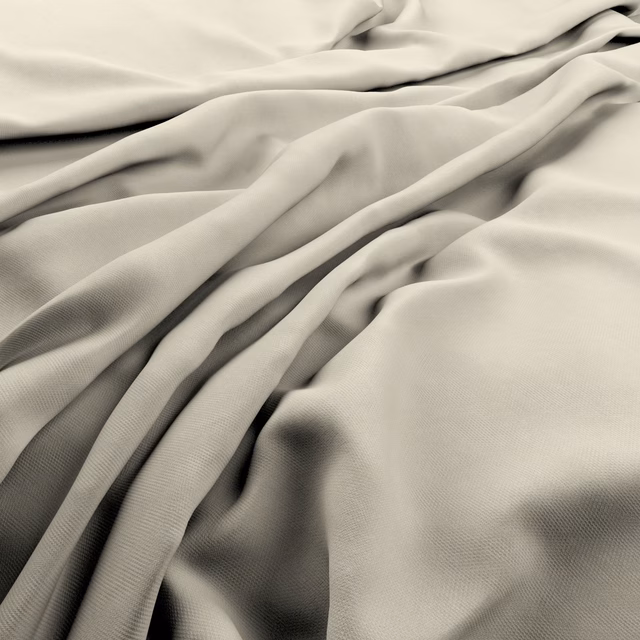 Soft ivory fine-weave fabric gathered into fluid, shadowed folds