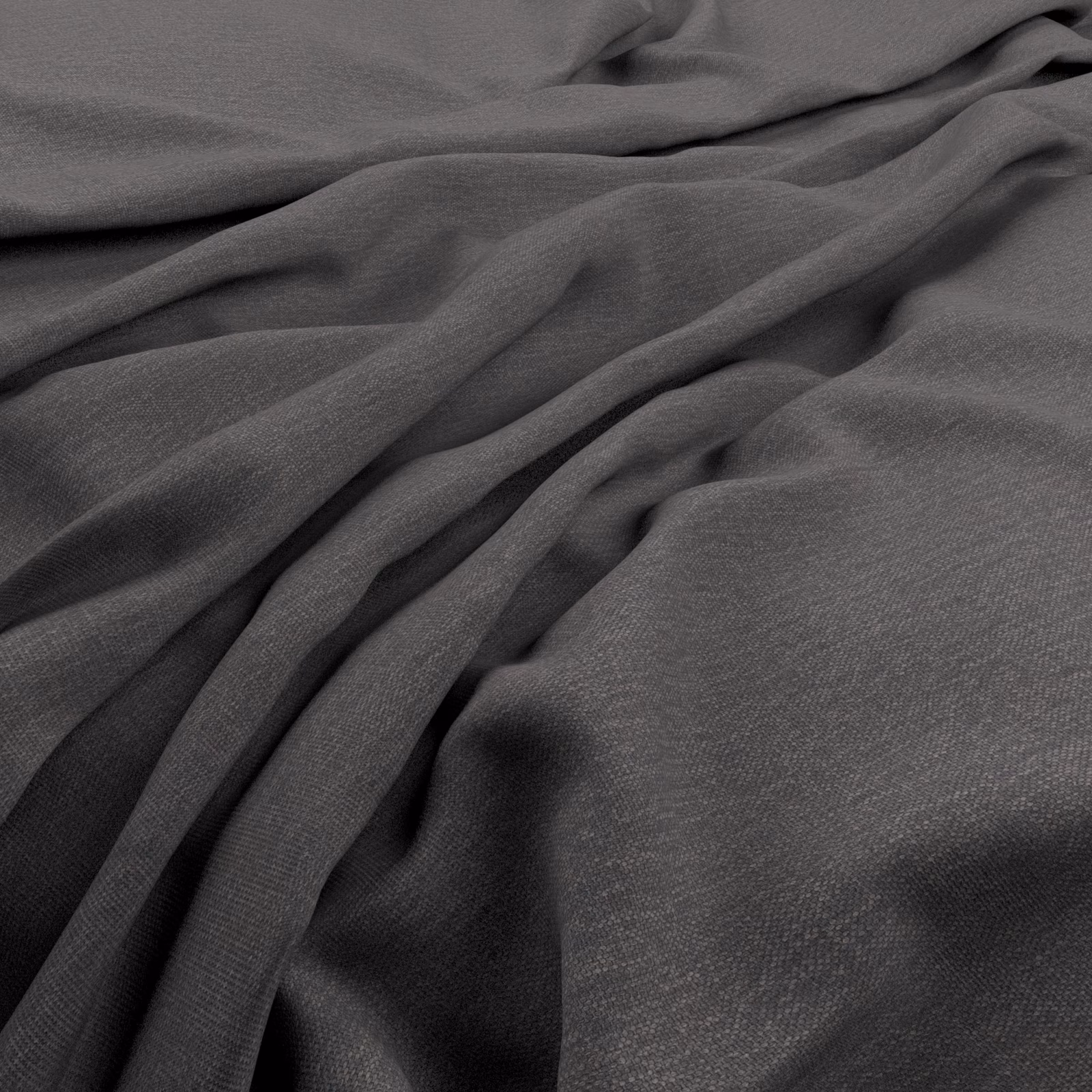 Lead-grey finely woven textile gathered into soft, shadowed folds