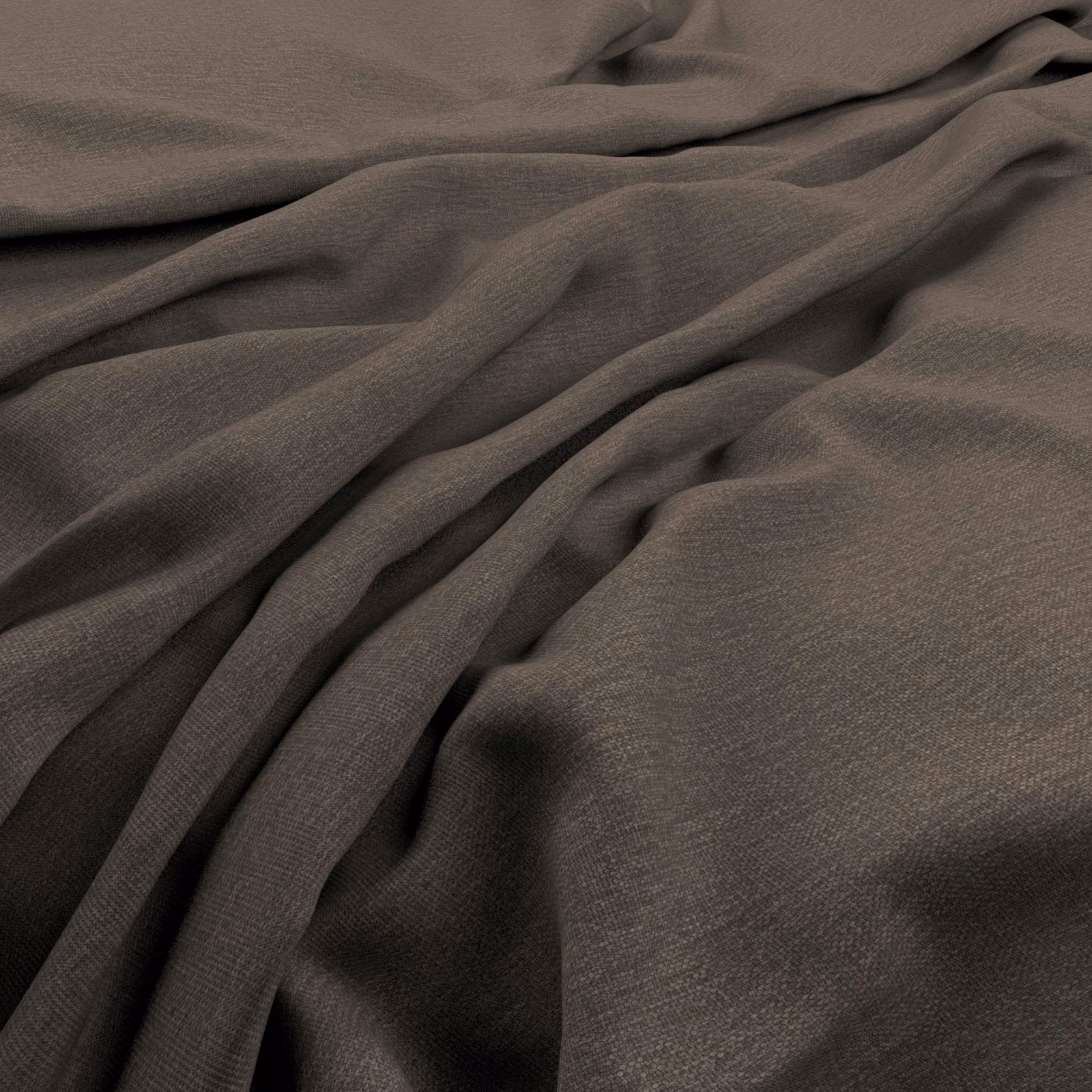 Deep pebble taupe-grey fabric with fine woven texture falling into soft fluid folds