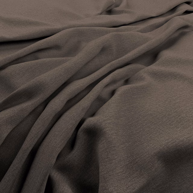 Deep pebble taupe-grey fabric with fine woven texture falling into soft fluid folds