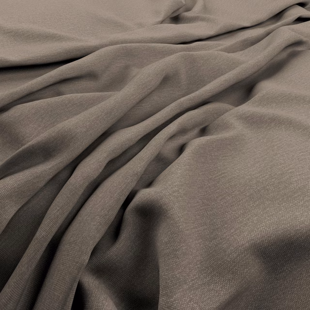 Soft taupe-grey Keylargo fabric falling in fluid folds with fine woven texture