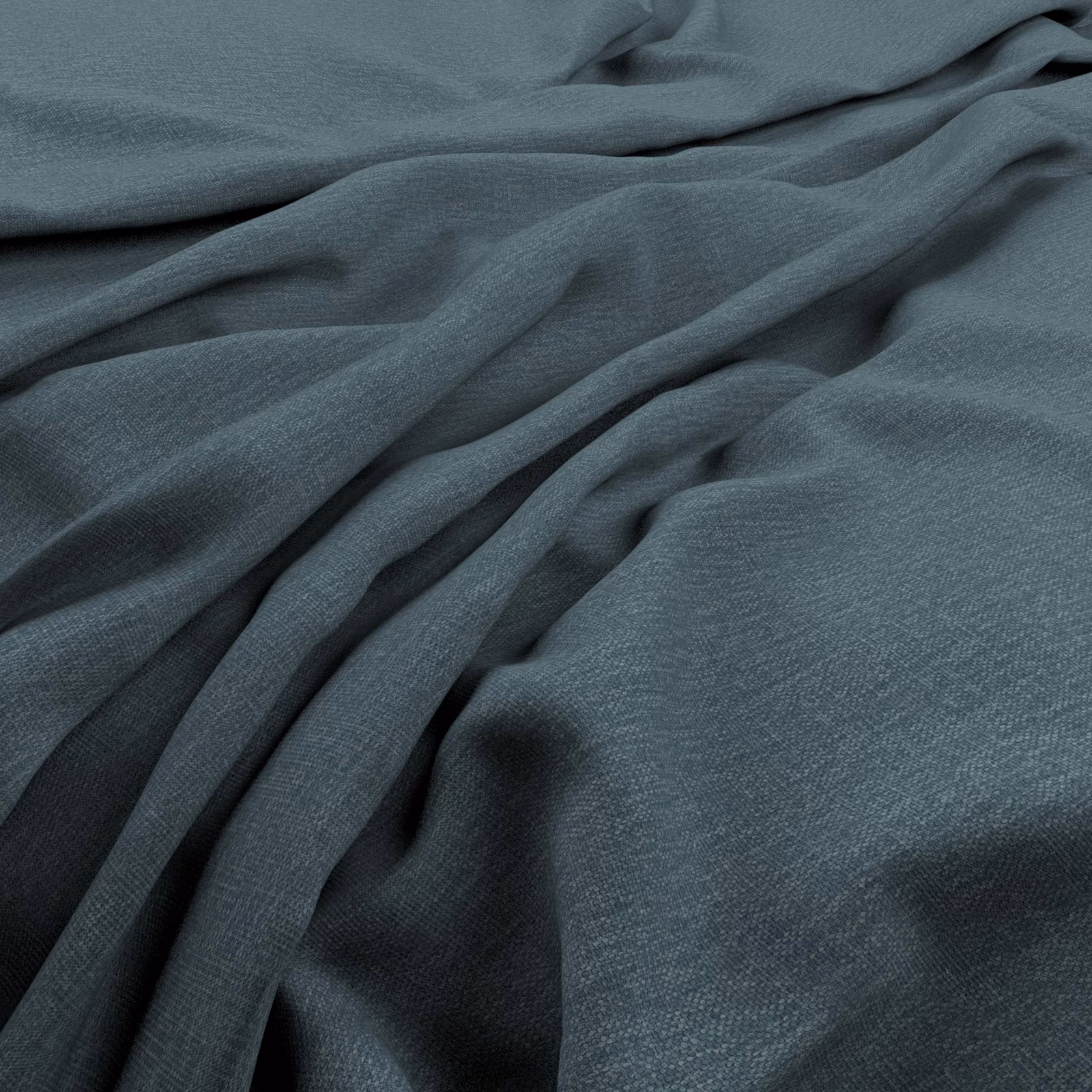 Cool blue-grey woven cloth in soft folds, showing a fine, lightly textured grain