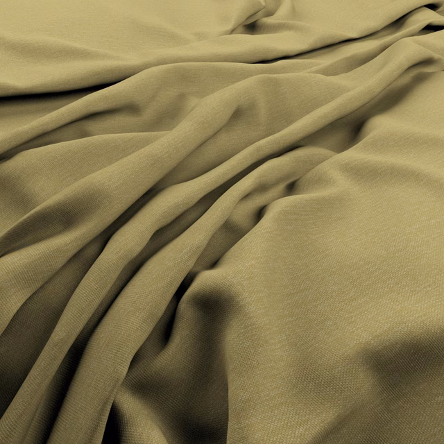Muted wasabi olive fine-weave fabric gathered into softly shaded flowing folds