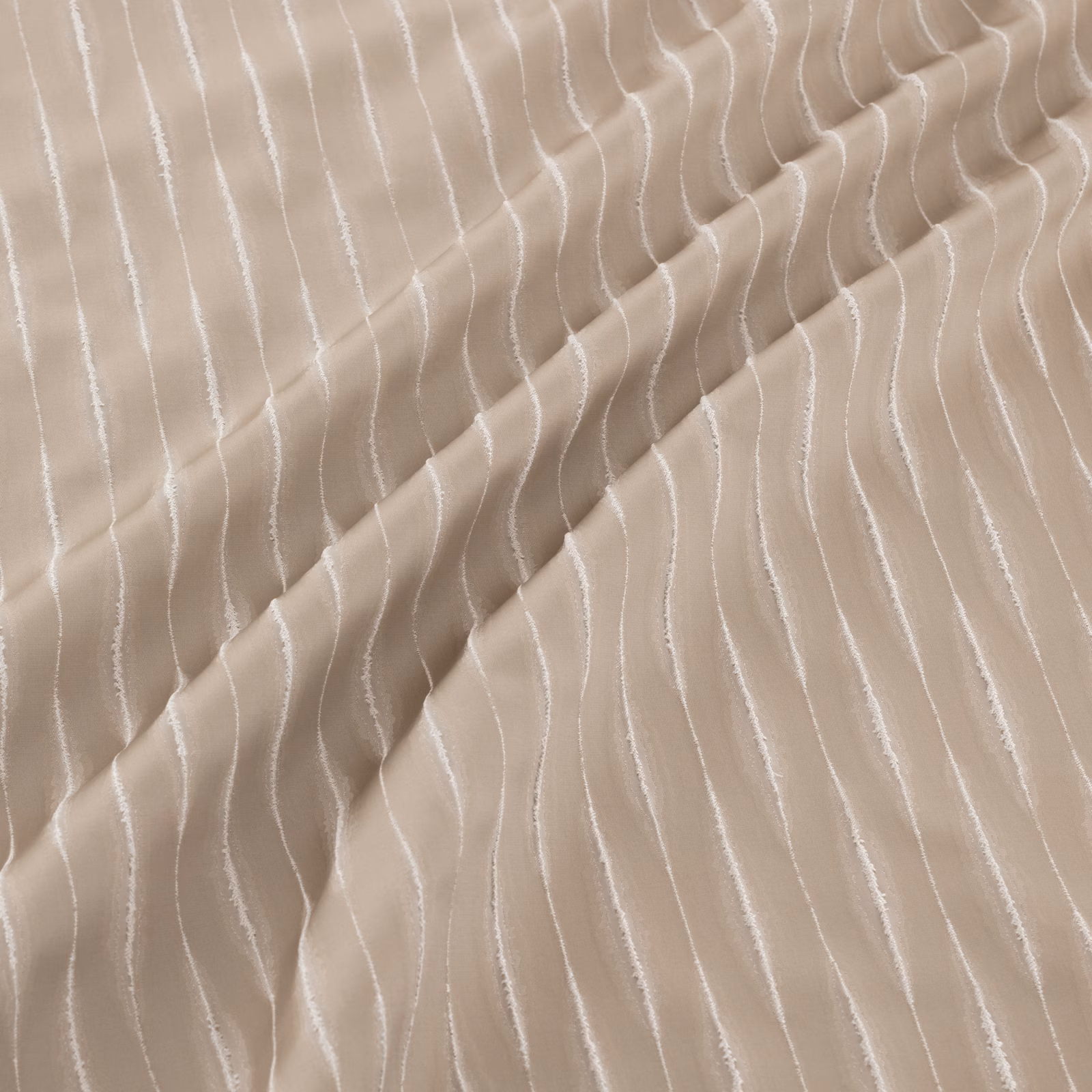Warm bronze-taupe fabric with irregular raised vertical lines in soft folds