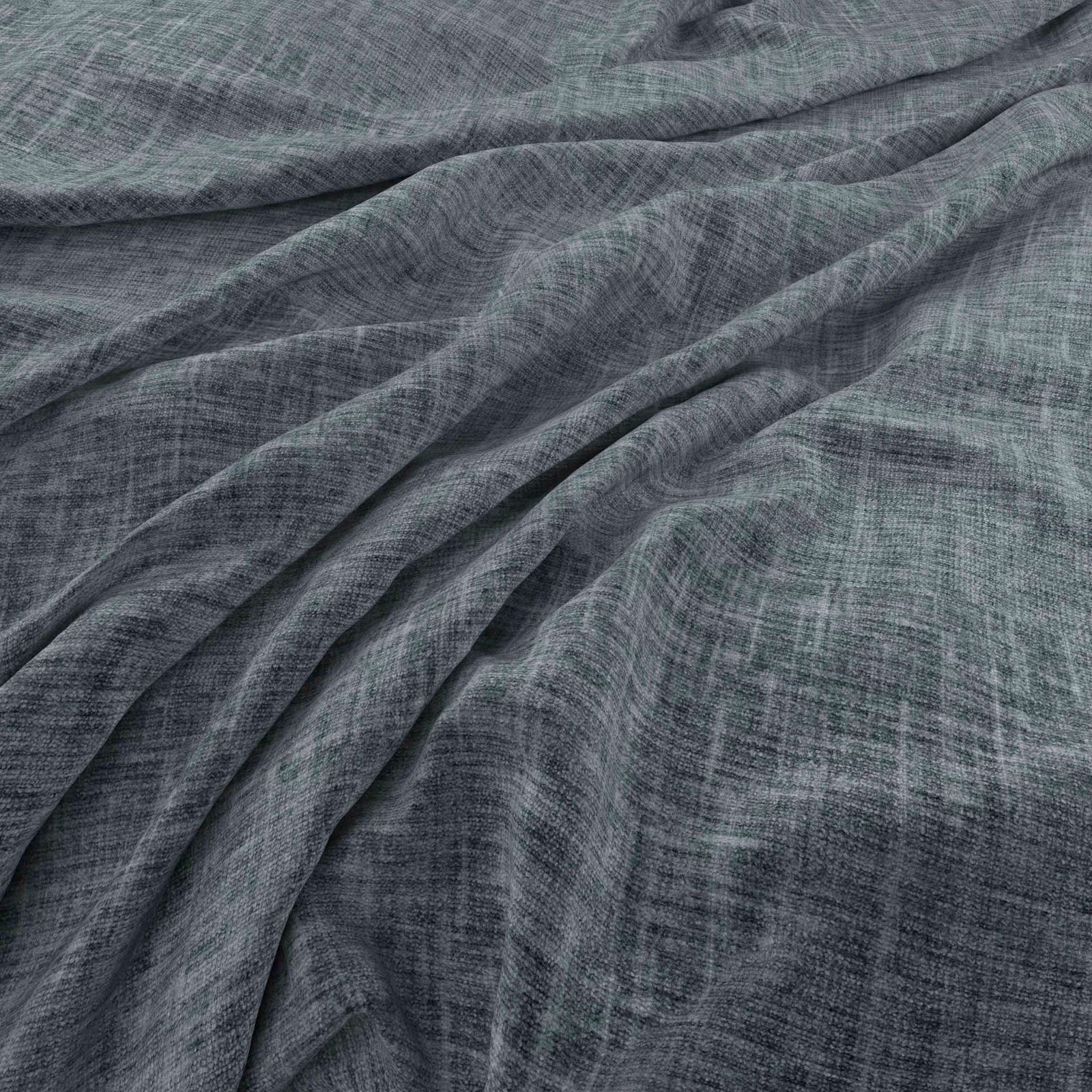Kobe Atlantic blue-grey fabric with fine crosshatch weave in soft gathered folds