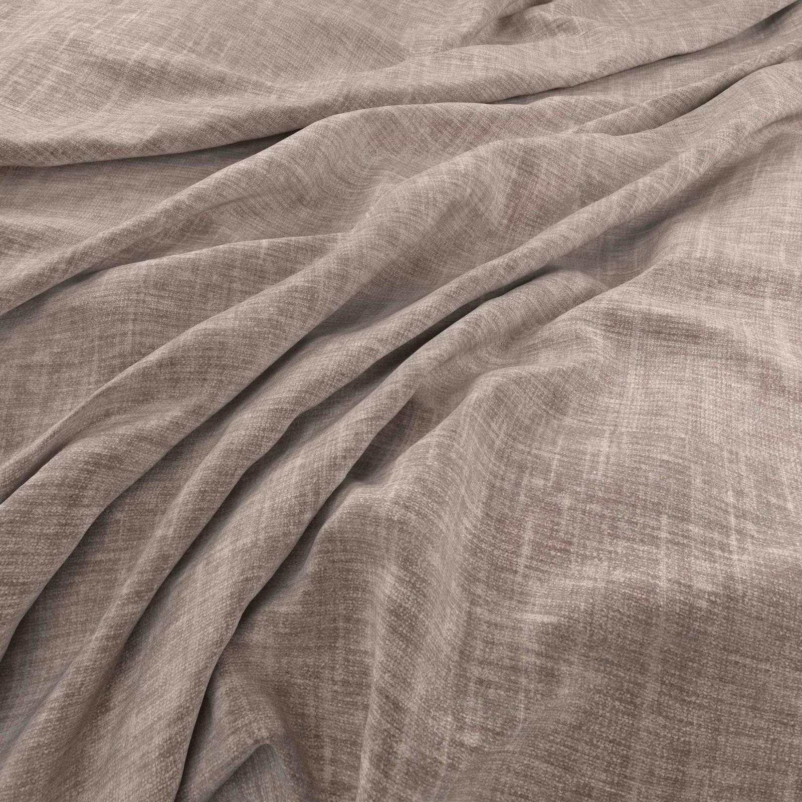 Taupe-grey Kobe Flagstone fabric showing fine crosshatch weave in soft folds