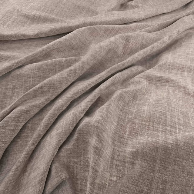 Taupe-grey Kobe Flagstone fabric showing fine crosshatch weave in soft folds