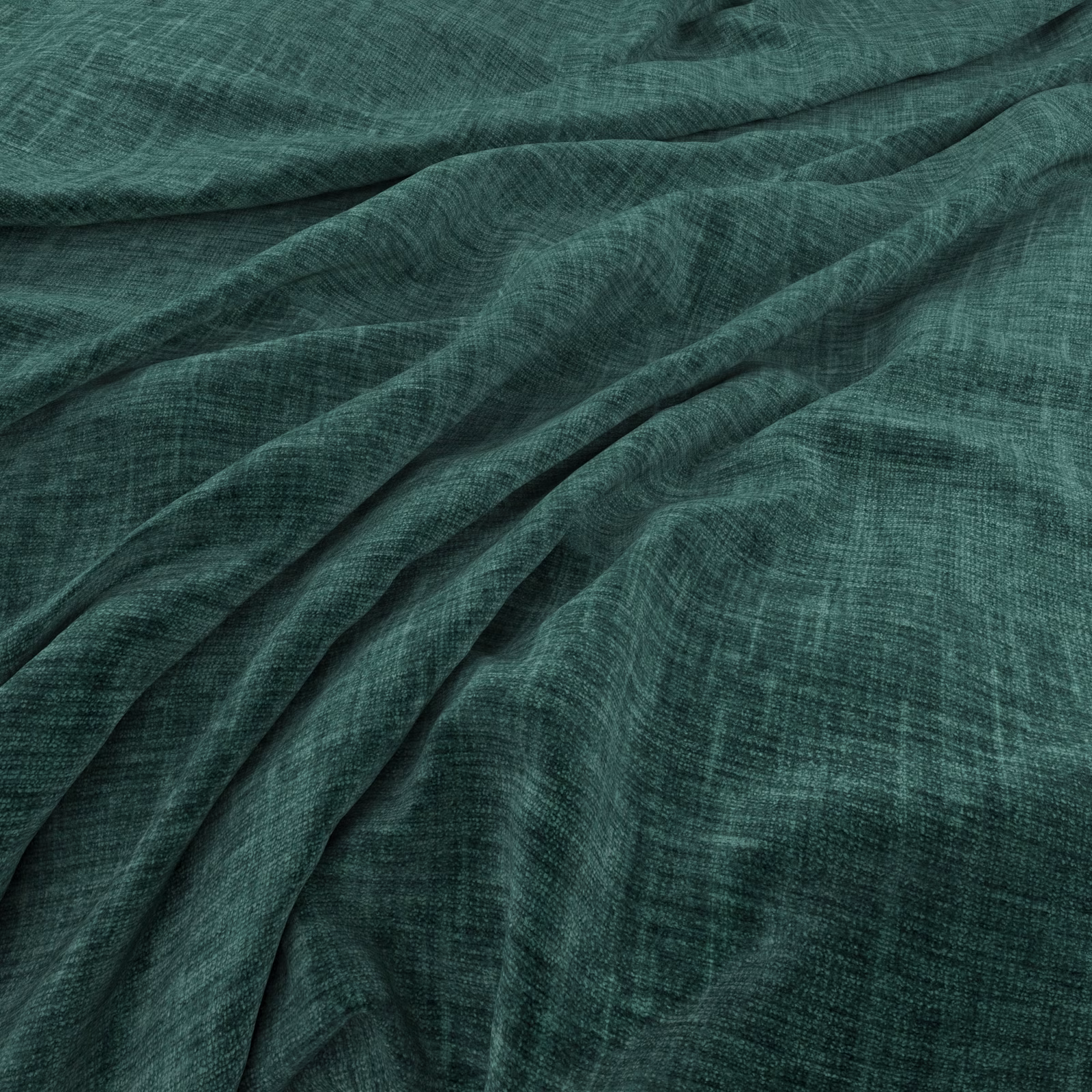 Deep kingfisher teal fabric with fine crosshatch weave falling in soft folds