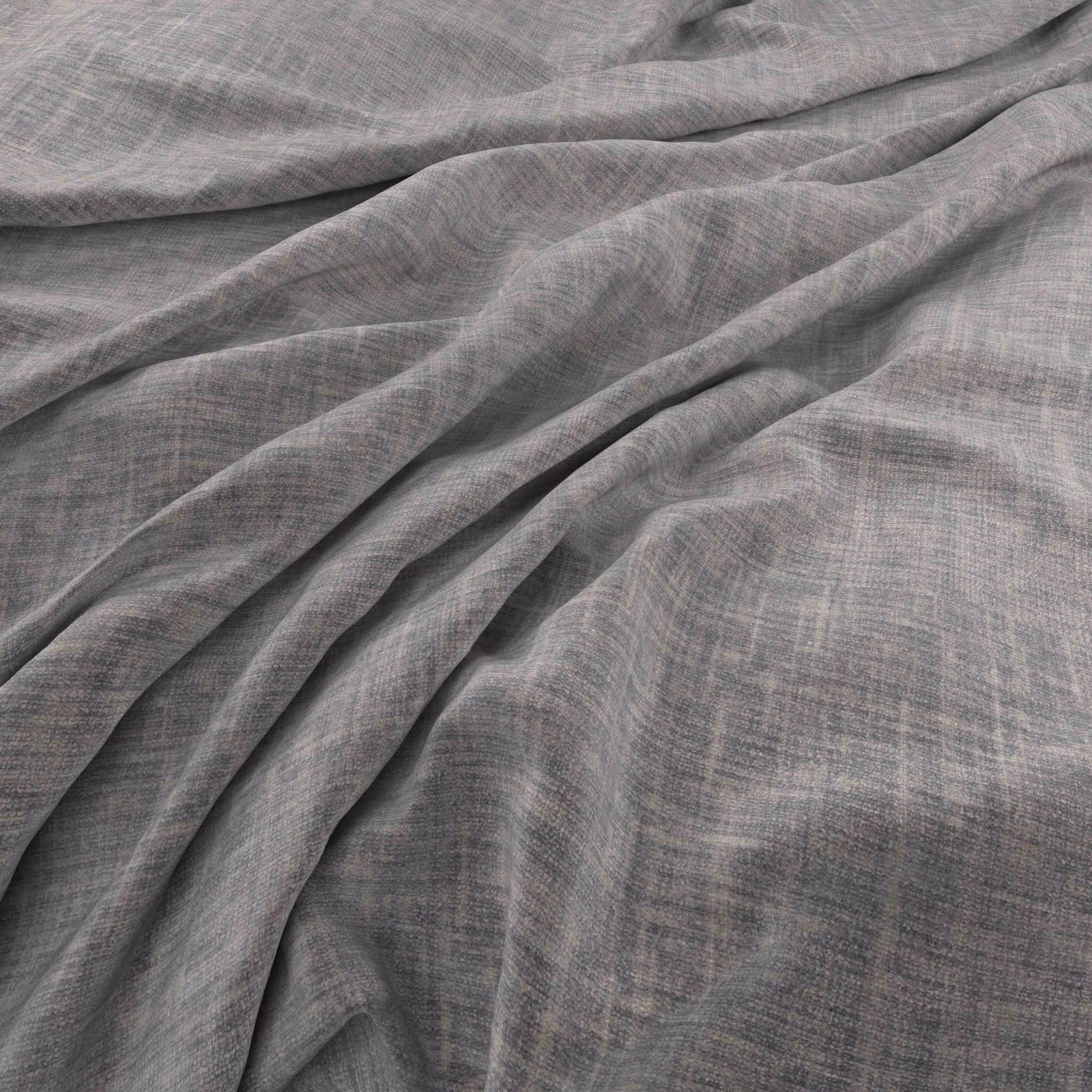 Cool lead-grey fabric with a fine crosshatched weave falling in soft folds