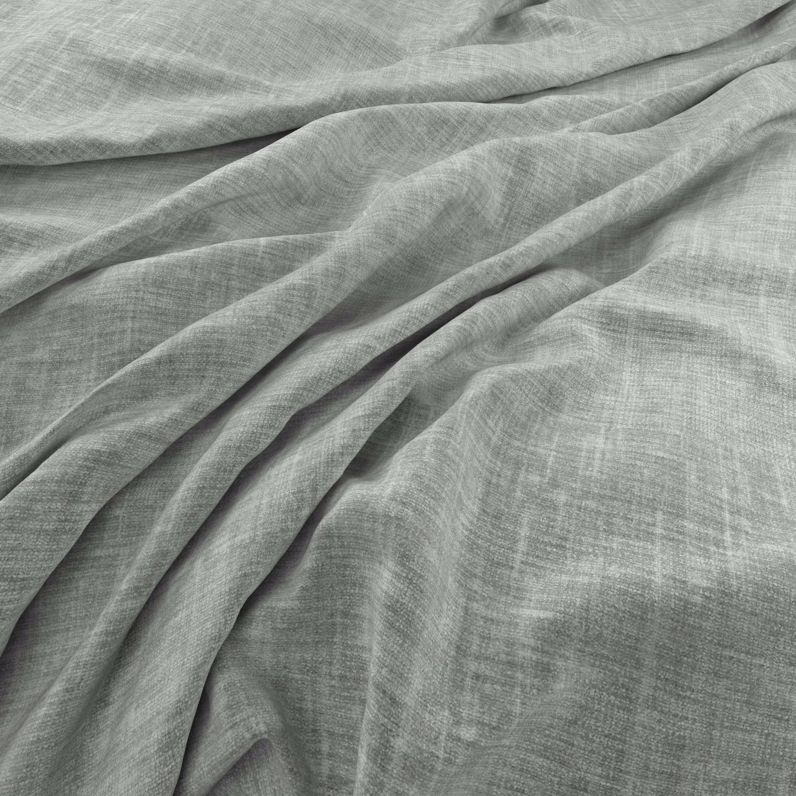 Cool mist-grey fine weave falling in soft, fluid folds