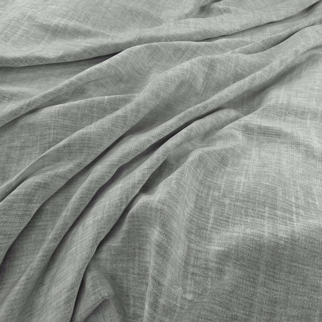 Cool mist-grey fine weave falling in soft, fluid folds