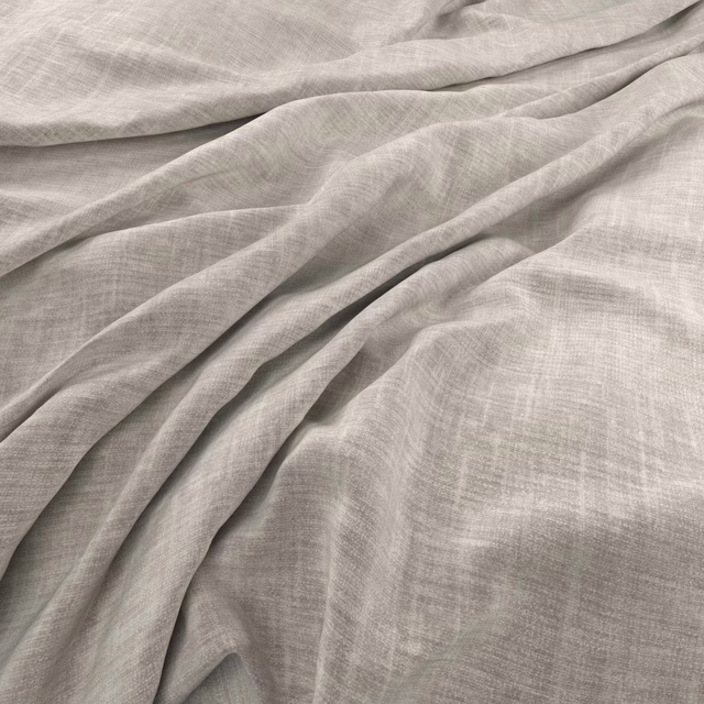 Soft oyster-grey woven textile draped in folds with fine crosshatched texture