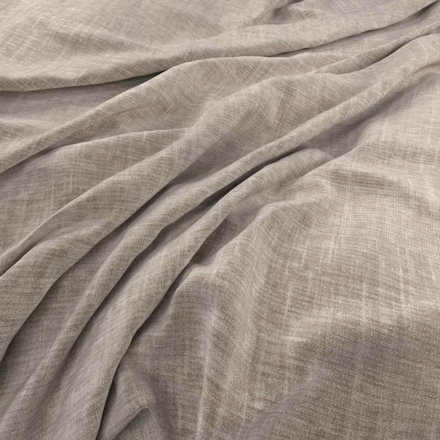 Pale taupe-grey Kobe textile with fine crosshatched weave in soft draped folds
