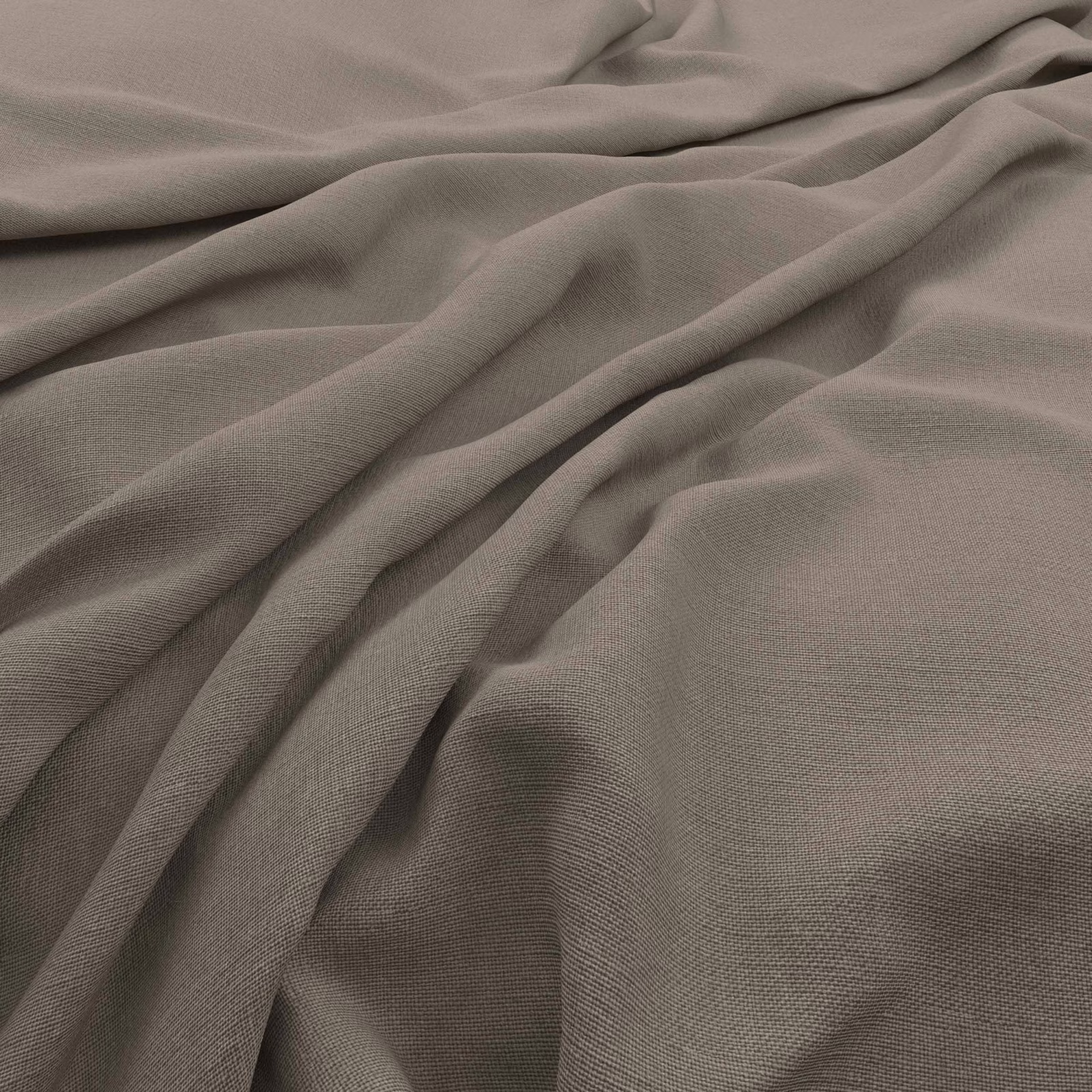 Warm biscuit-taupe fine weave draped in soft, fluid folds