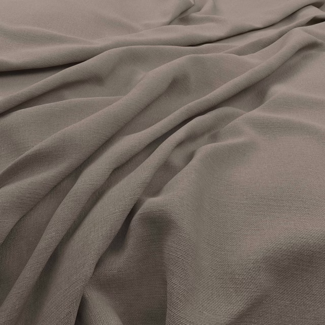 Warm biscuit-taupe fine weave draped in soft, fluid folds