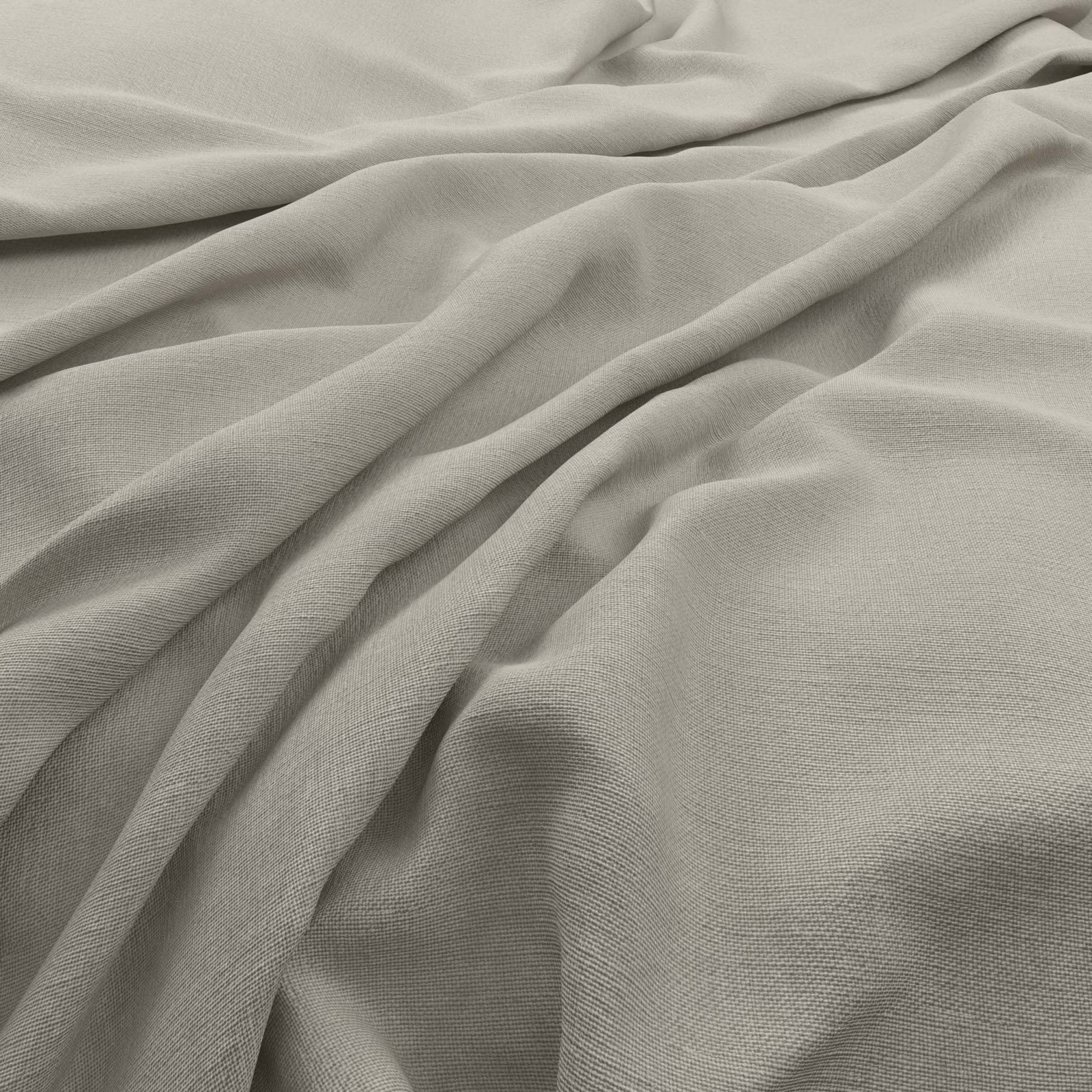 Warm stone-taupe Koki textile with fine weave gathered into soft flowing folds