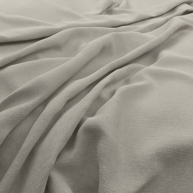 Warm stone-taupe Koki textile with fine weave gathered into soft flowing folds