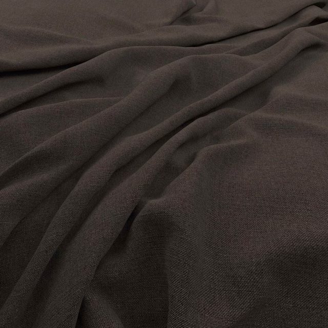 Deep coffee-brown fabric with fine woven texture falling into soft fluid folds
