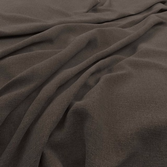 Dark taupe-grey plain weave gathered into soft, shadowed folds