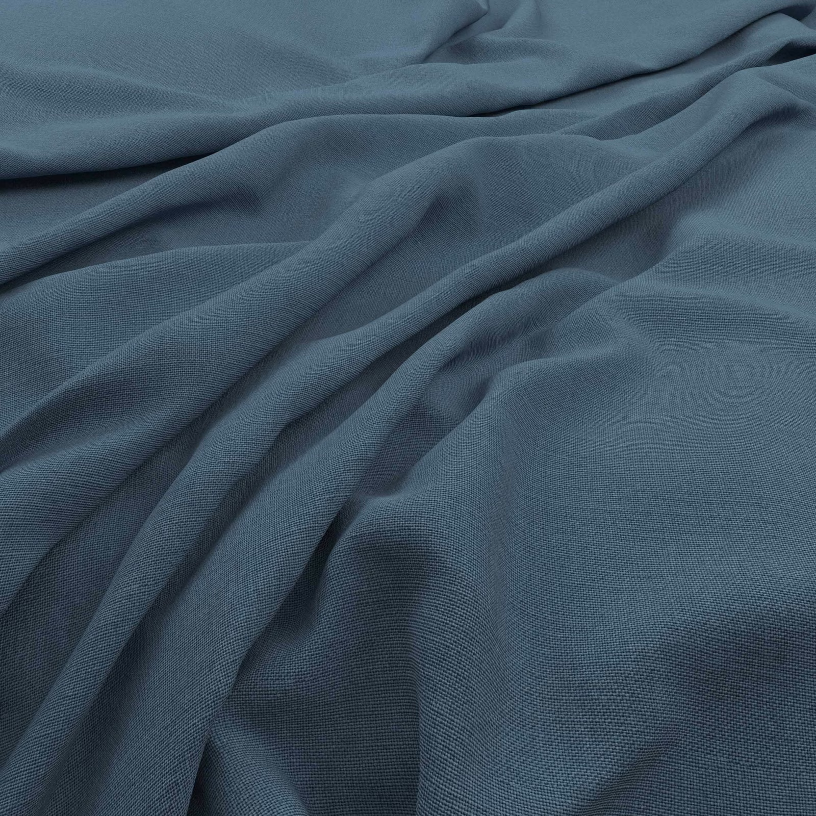 Deep juniper blue-green fabric with fine weave, softly gathered into fluid folds