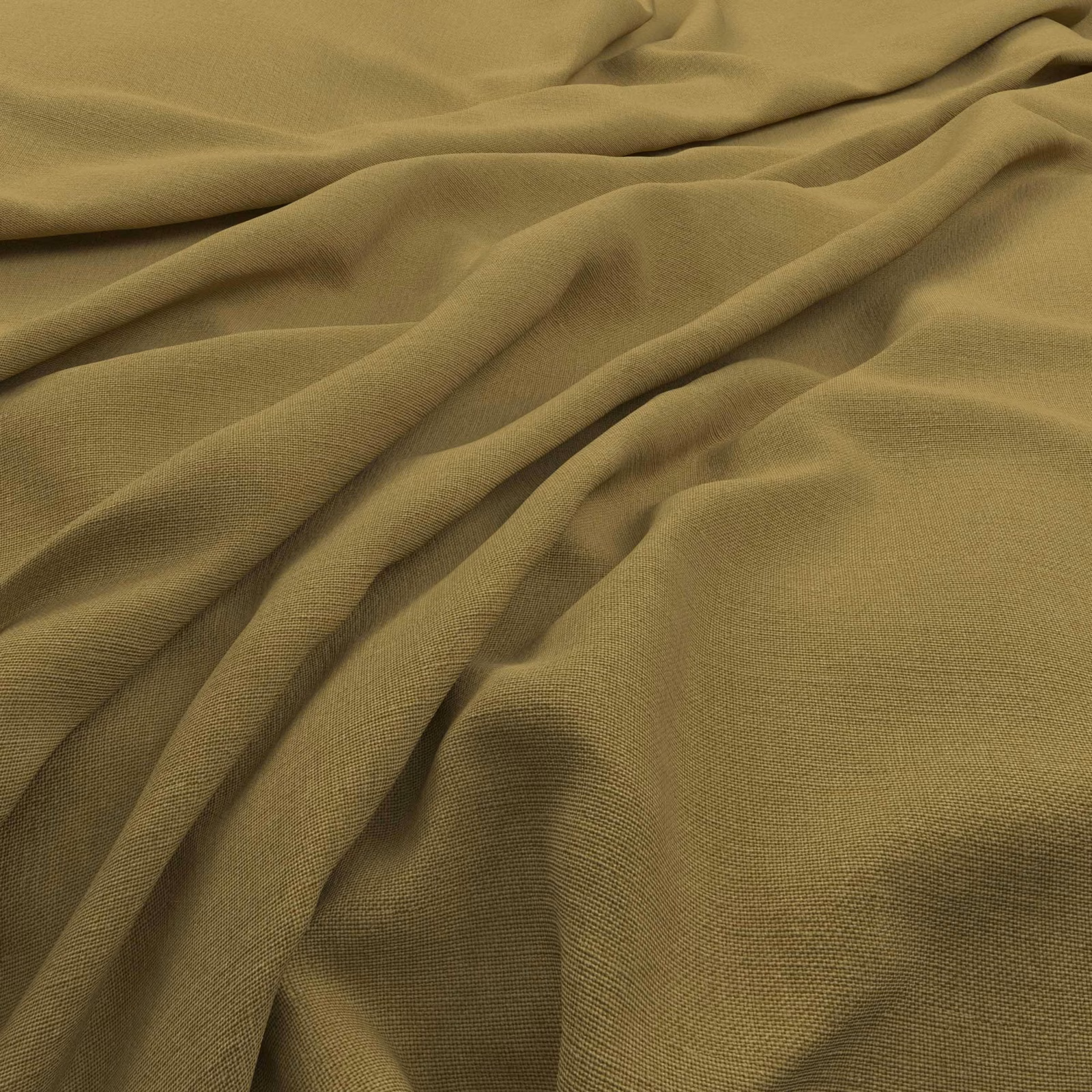 Muted olive-green woven fabric draped in soft folds with fine surface texture