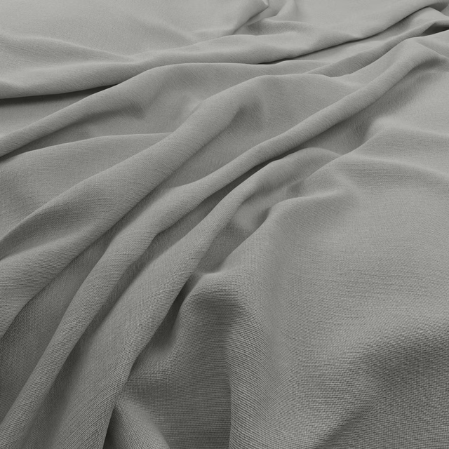 Cool zinc-grey fine weave fabric gathered into soft, fluid folds