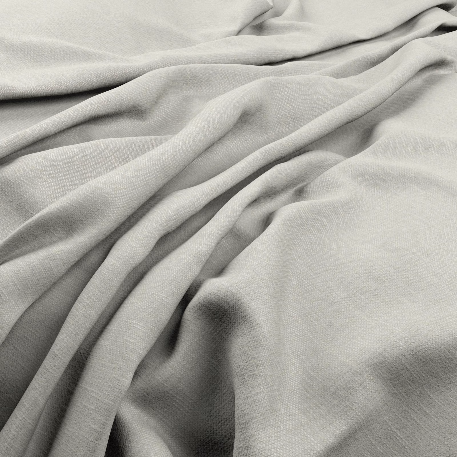 Pale alabaster cream fabric with fine weave draped into soft fluid folds