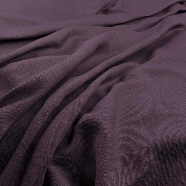Deep amethyst woven fabric draped in folds, showing a fine matte texture