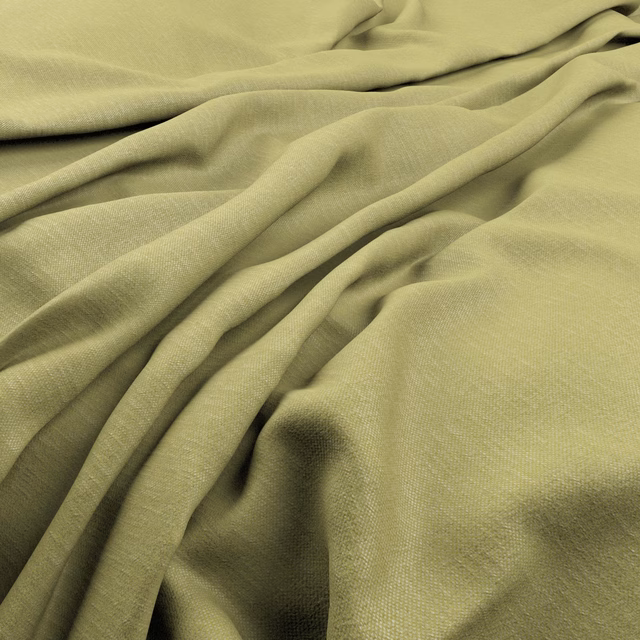 Soft olive-green fine weave fabric draped in fluid, shadowed folds